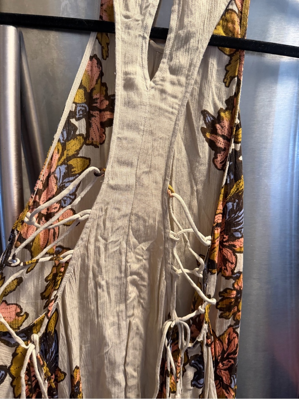 Free People Cream Maxi Dress with Pink, Yellow and Blue Floral Embroidery - Picture 4 of 10